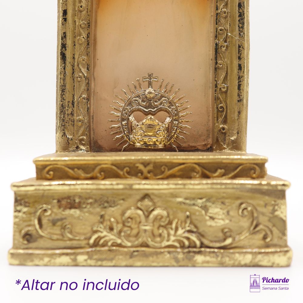 canasto con aureola de respladores dorado para virgen