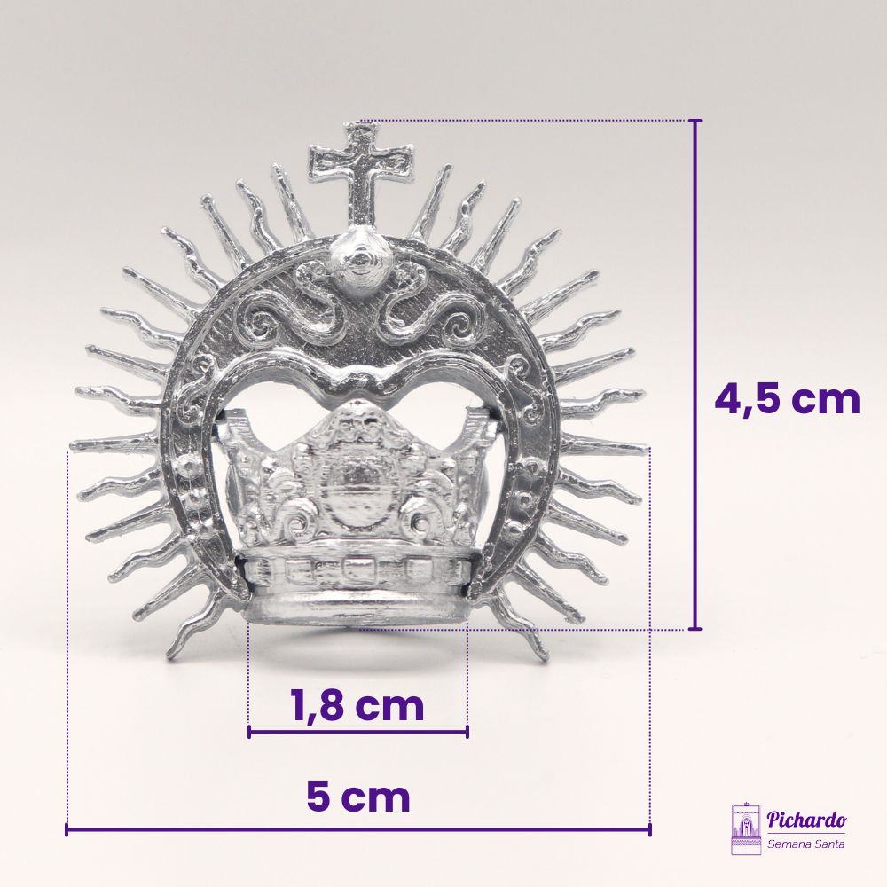 canasto con aureola rafagas plateada para virgen miniatura