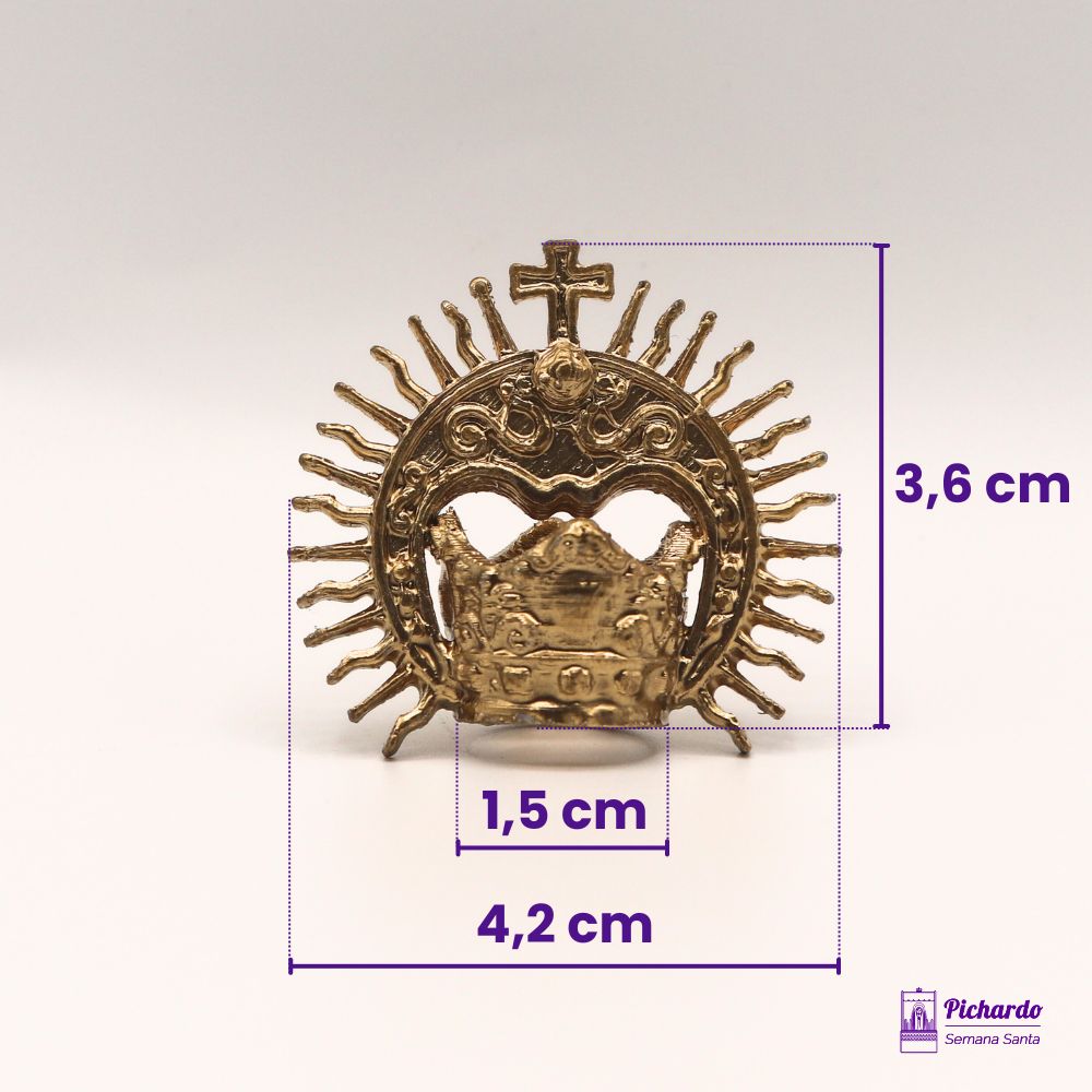 canasto con diadema dorada para virgen 15 cmm diametro