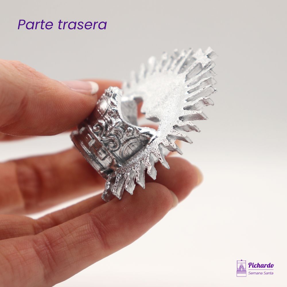 corona virgen plateada miniatura 4 cm alto