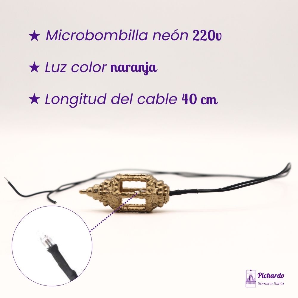farol con luz paso semana santa miniatura dorado 4 5 cm