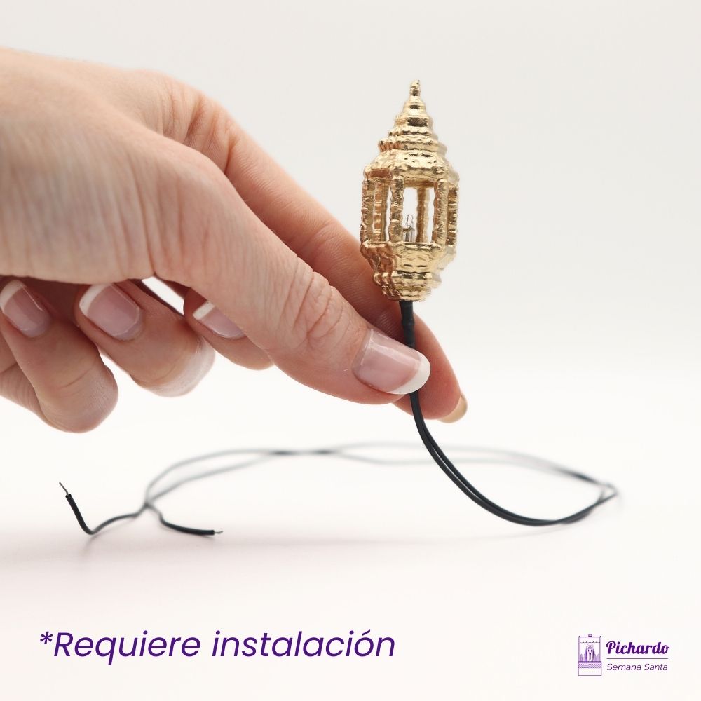 farol dorado miniatura semana santa con luz 4 5 cm alto