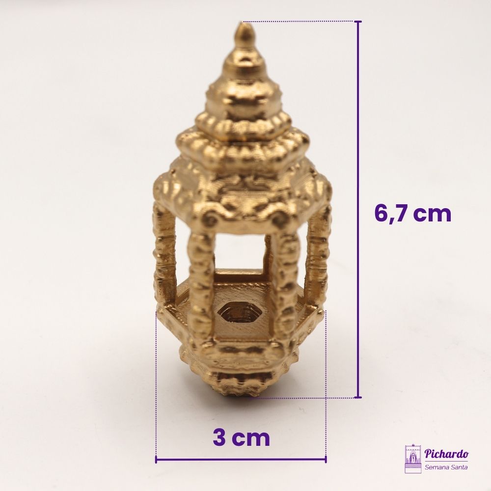 farol hexagonal oro 6 cm semana santa miniatura