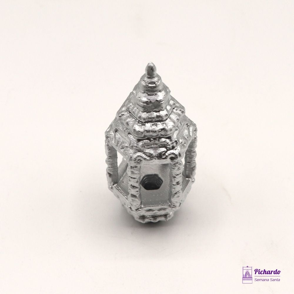 farol miniatura semana santa plateado forma hexagonal 6 cm