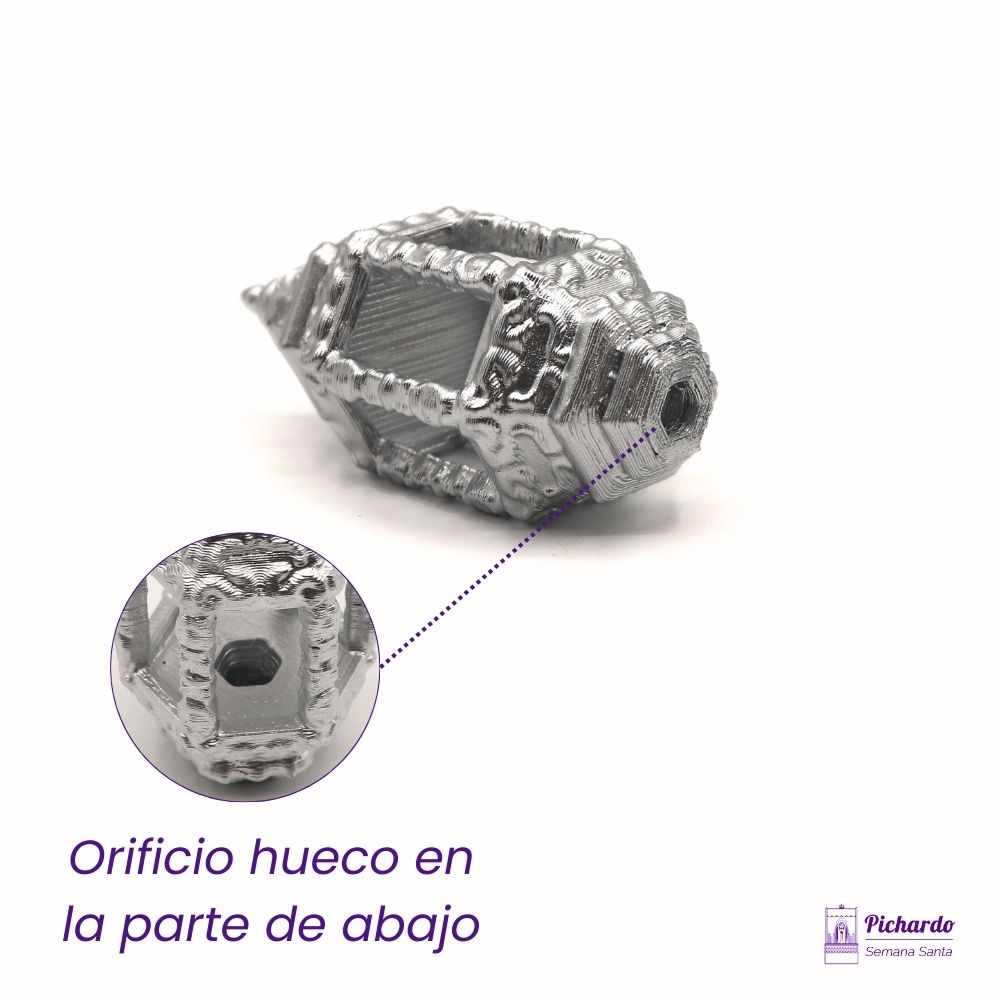 farol plateado hexagonal 6 cm pasito miniatura semana santa