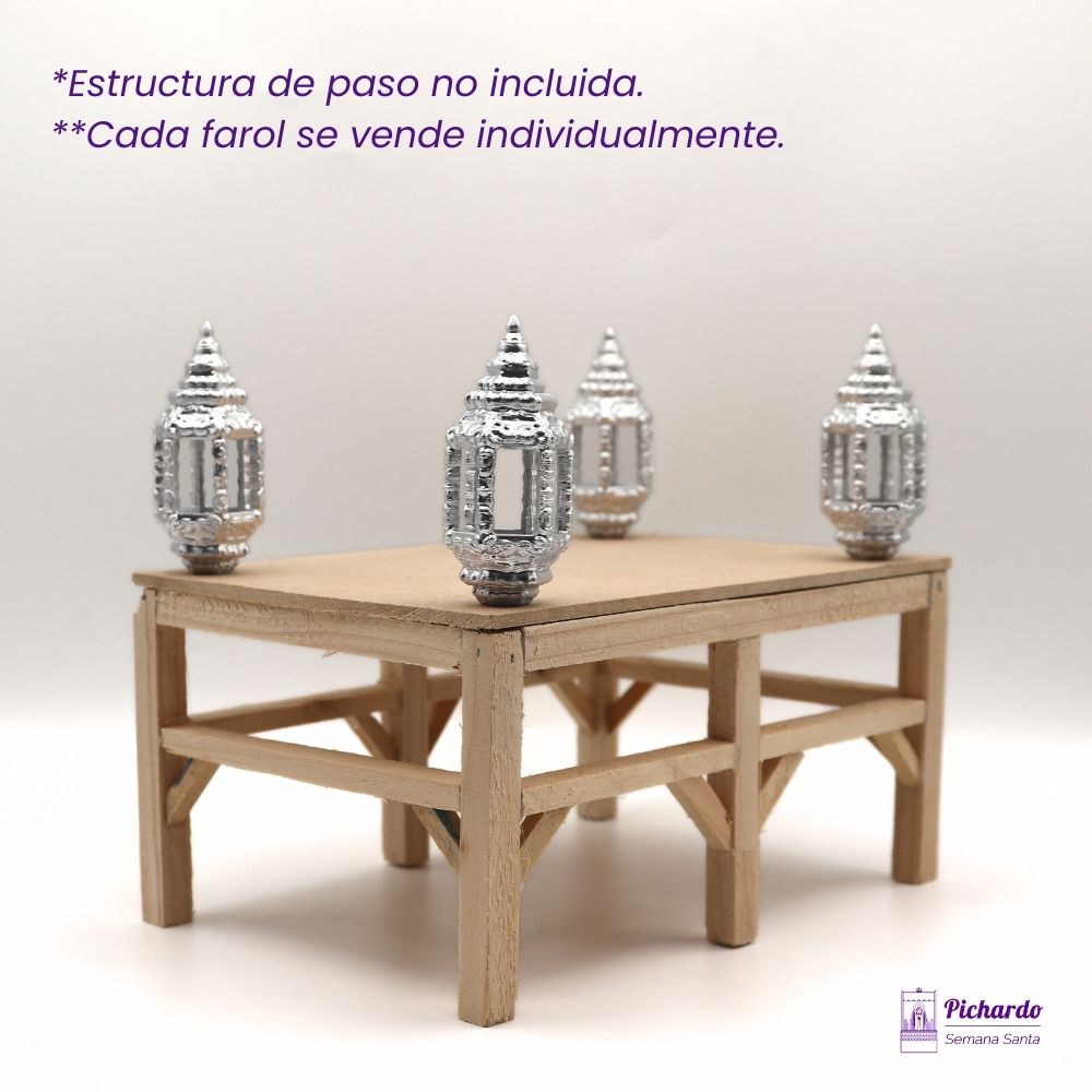 farol plateado hexagonales 6 cm miniatura semana santa
