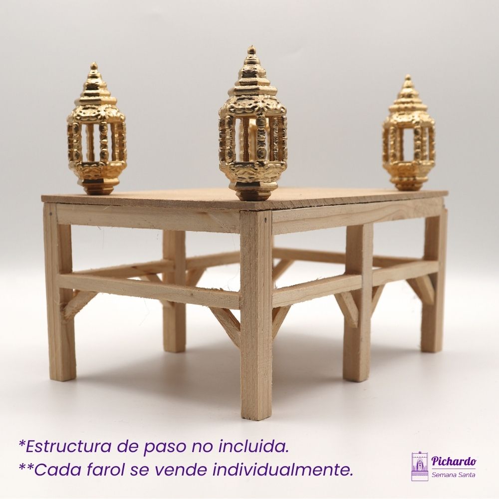 faroles hexagonales dorado 6 cm semana santa miniatura