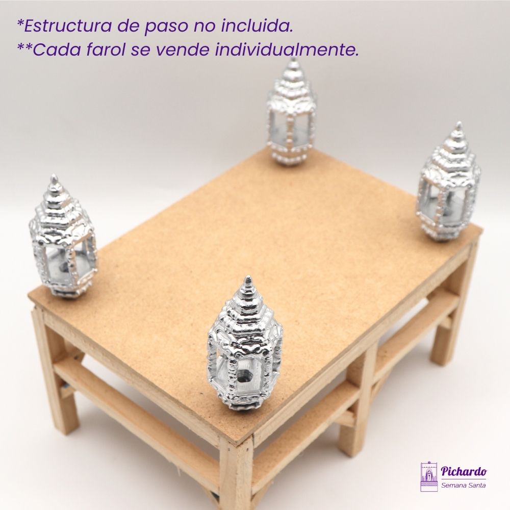 faroles plateados hexagonales miniatura semana santa