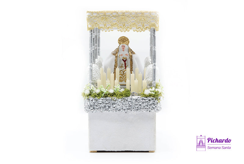 palio virgen blanca y dorada miniatura