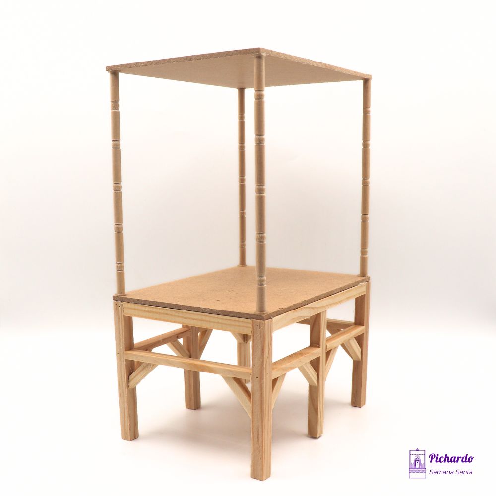 Parihuela con techo de palio en miniatura de 12 x 16 cm
