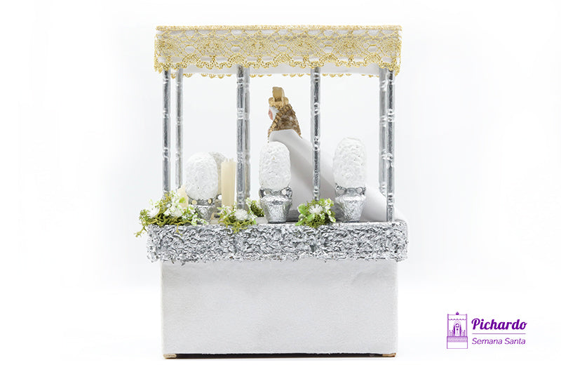 paso miniatura virgen blanca y oro