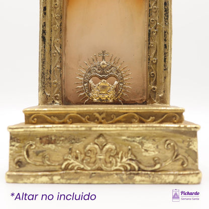 canasto con aureola de respladores dorado para virgen