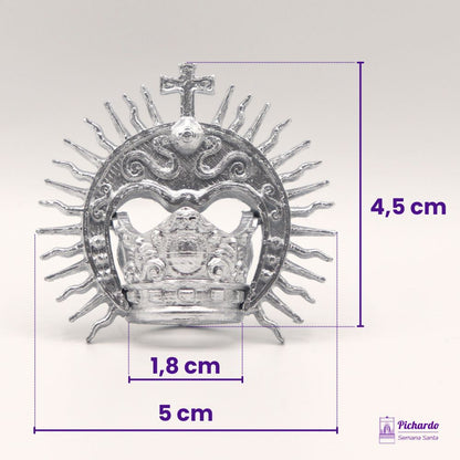 canasto con aureola rafagas plateada para virgen miniatura