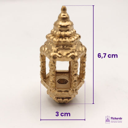 farol hexagonal oro 6 cm semana santa miniatura