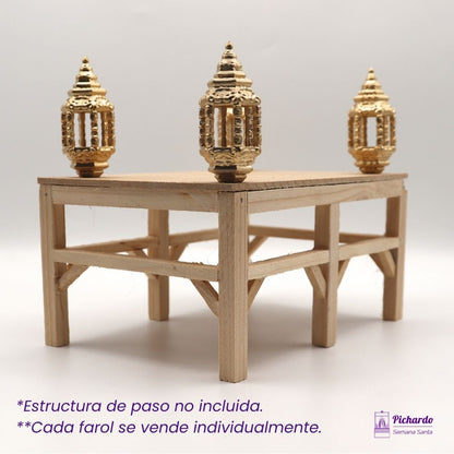 faroles hexagonales dorado 6 cm semana santa miniatura